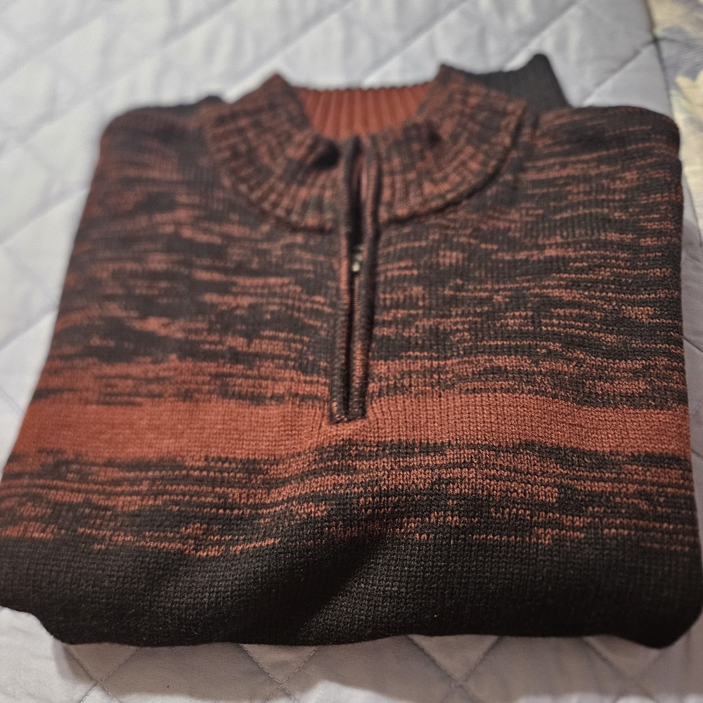 Stylish Black and Red Zip-Up Sweater for Men